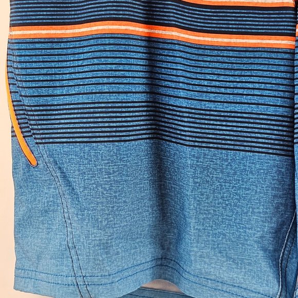 Zeroxposure Men Swim Trunks Size L Blue Orange Striped Drawstring Zippered Pocke - Picture 5 of 8